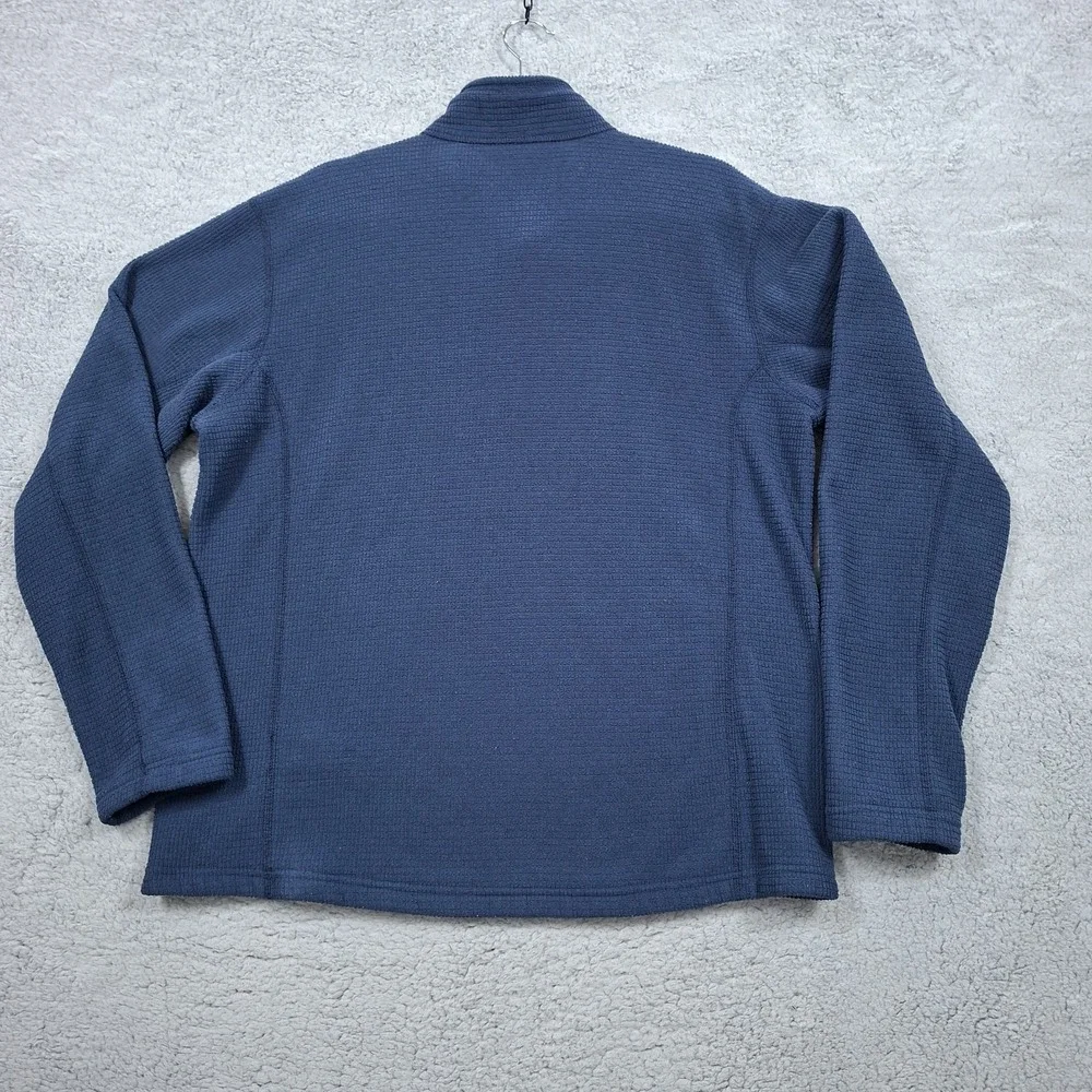 The North Face Mens L Waffle Knit Cap Rock Fleece Quarter Zip Pullover Navy Blue